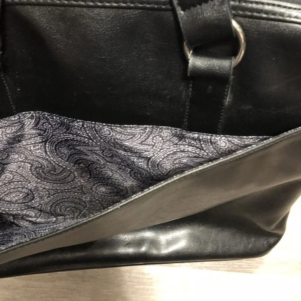 Franklin Covey‎ Classic Leather Briefcase Handle Black Bag Paisley Interior